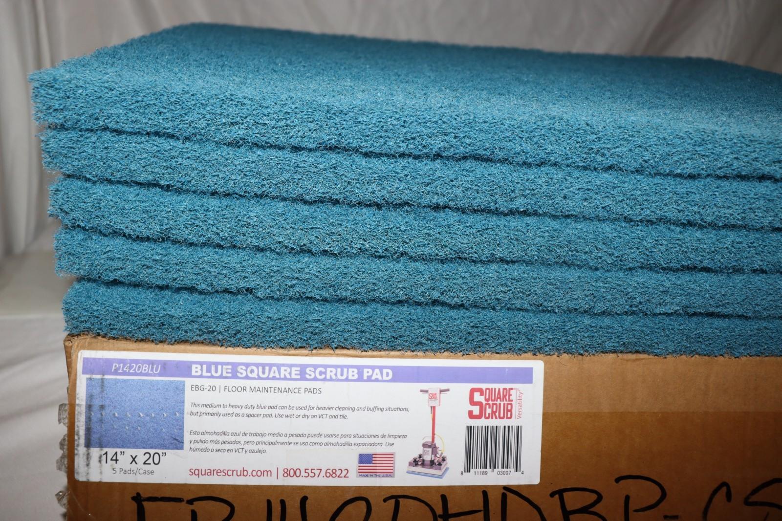 Square Scrub 14" x 20" Blue Driver Floor Maintenance Pads 5/Case P1420BLU