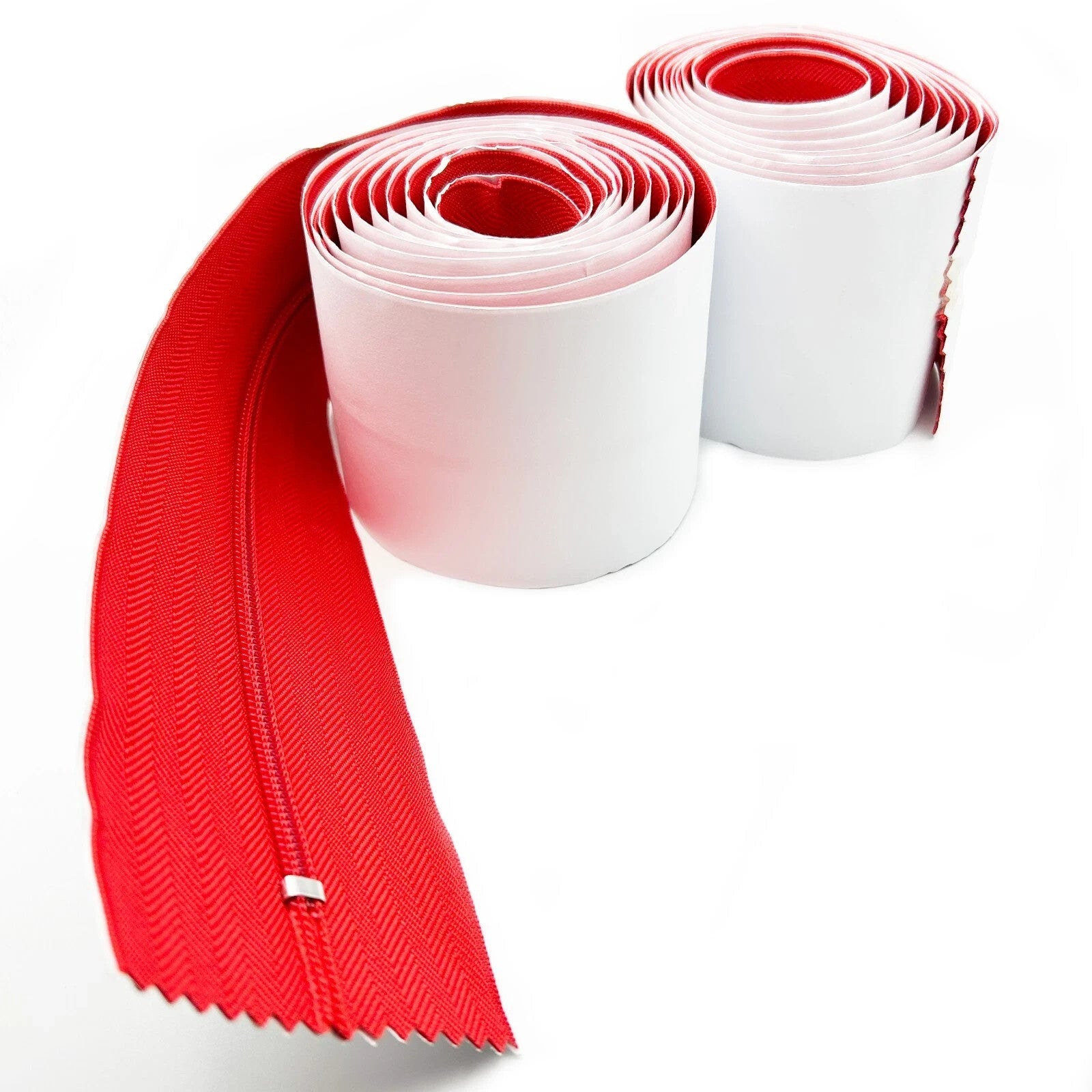 (2-Pack) Heavy-Duty Dust Protector Zipper, Red,  Adhesive Door Zipper 3" x 7'