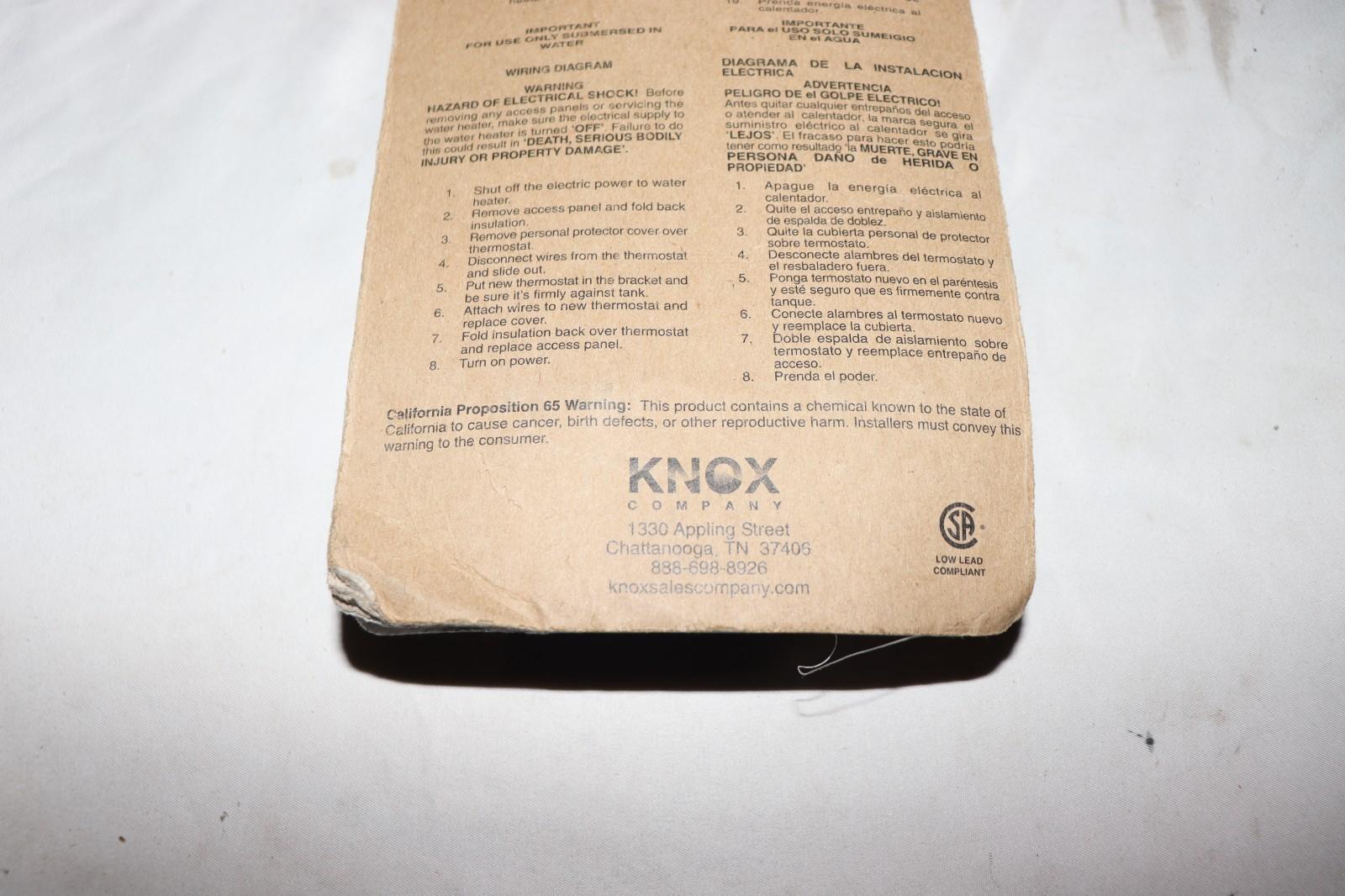 Knox Company Water Heater Repair Kit, 206774, Elements & Thermostats, Fits Most