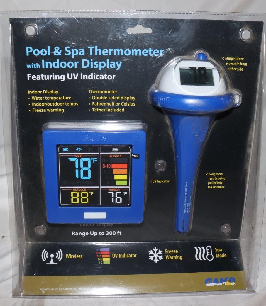 GAME Pool & Spa Thermometer w/ Indoor Display, UV Indicator, Wireless 15900-E-01