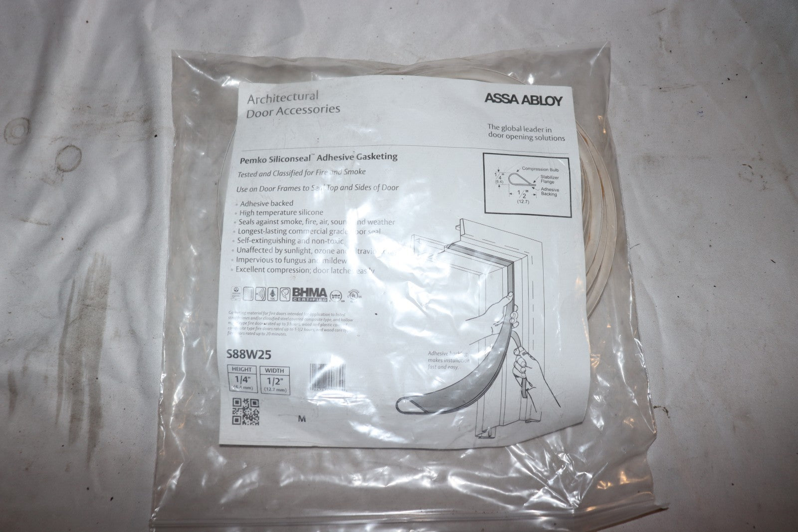 ASSA  ABLOY S88W25 PEMKO SILICONSEAL™ ADHESIVE GASKETING, White