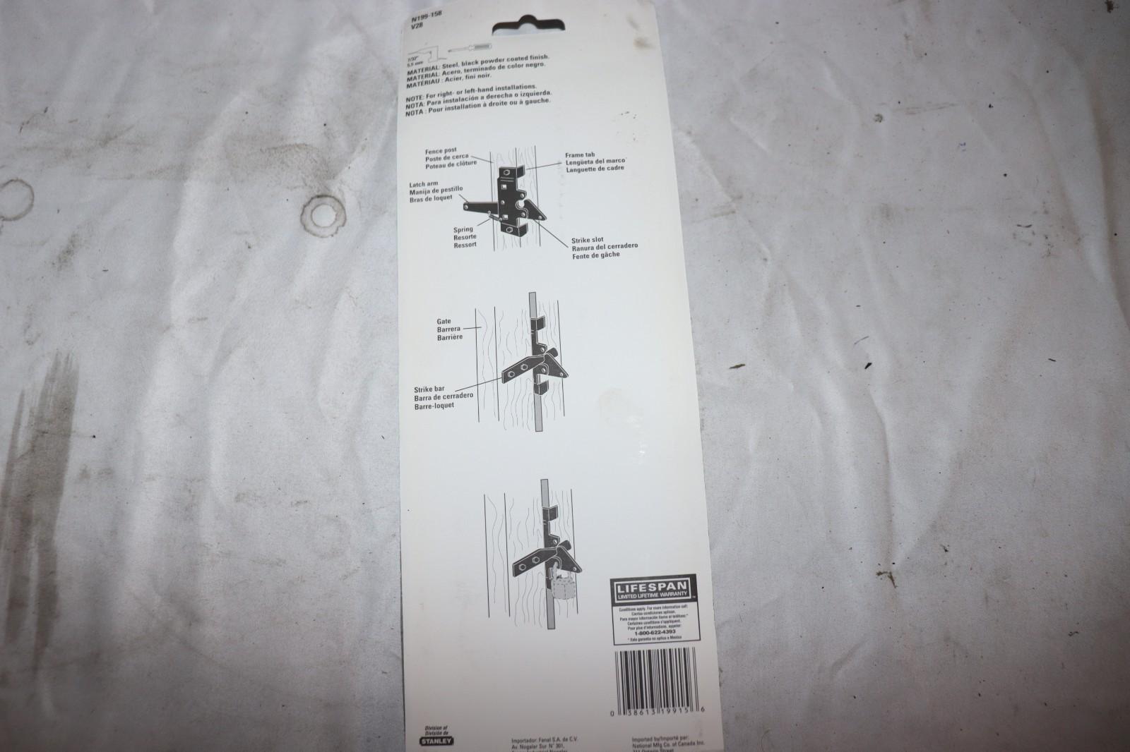 National Hardware N199-158 Black Post Mount Steel Gate Latch Black New