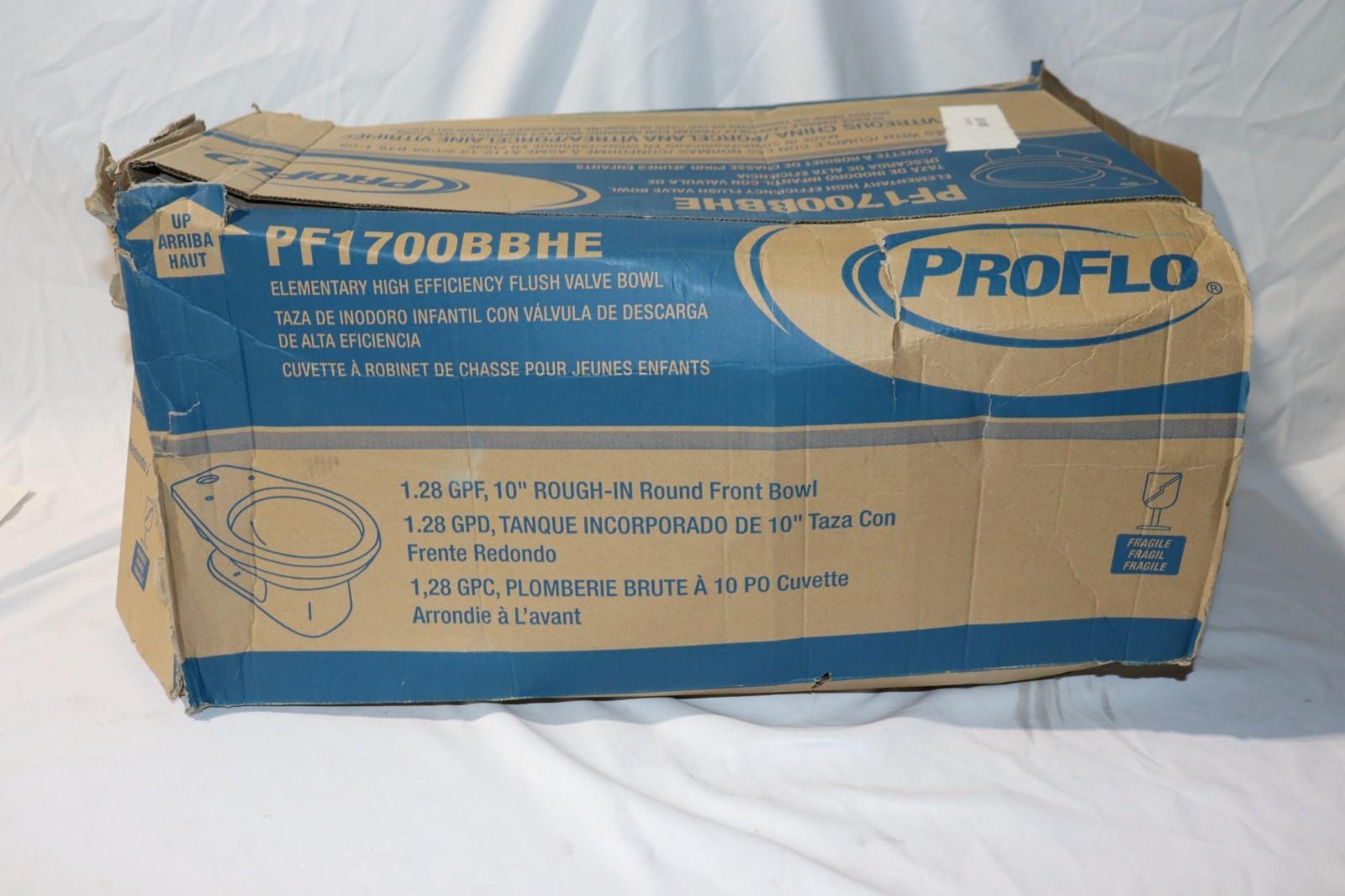 LOT OF 2 - PROFLO PF1700BBHE Elongated Toilet Bowl Only w/ Top Spud, White