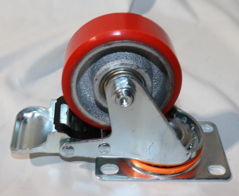 Set of 4 - 3 Inch Heavy Duty Casters Load, 2 Locking, 2 Swivel, Red.