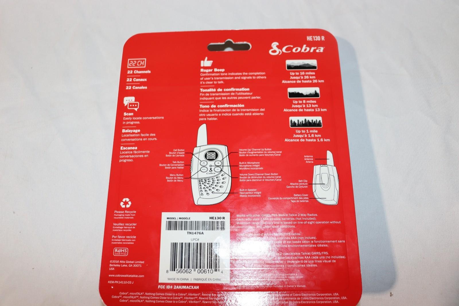 Cobra Hero Series HE130R 16 Mile 22 Channel Walkie Talkie, Red Camo, Ships Free!