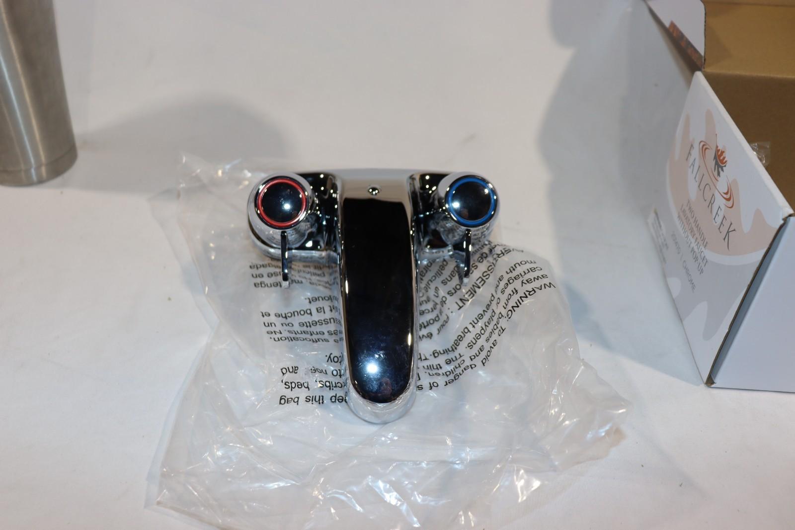 FALLCREEK TWO HANDLE LAVATORY FAUCET WITHOUT POP-UP - CHROME 201470, New