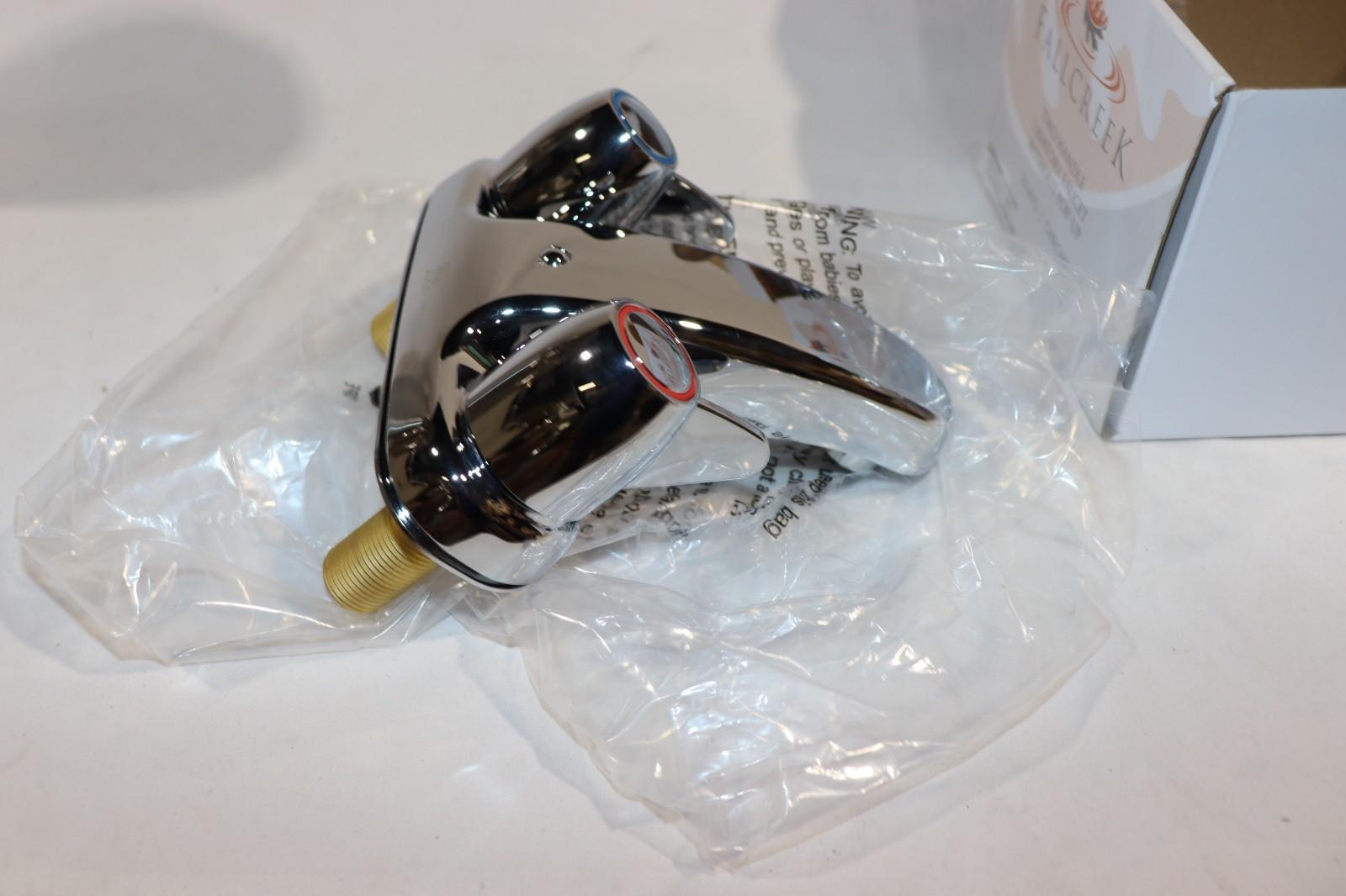 FALLCREEK TWO HANDLE LAVATORY FAUCET WITHOUT POP-UP - CHROME 201470, New