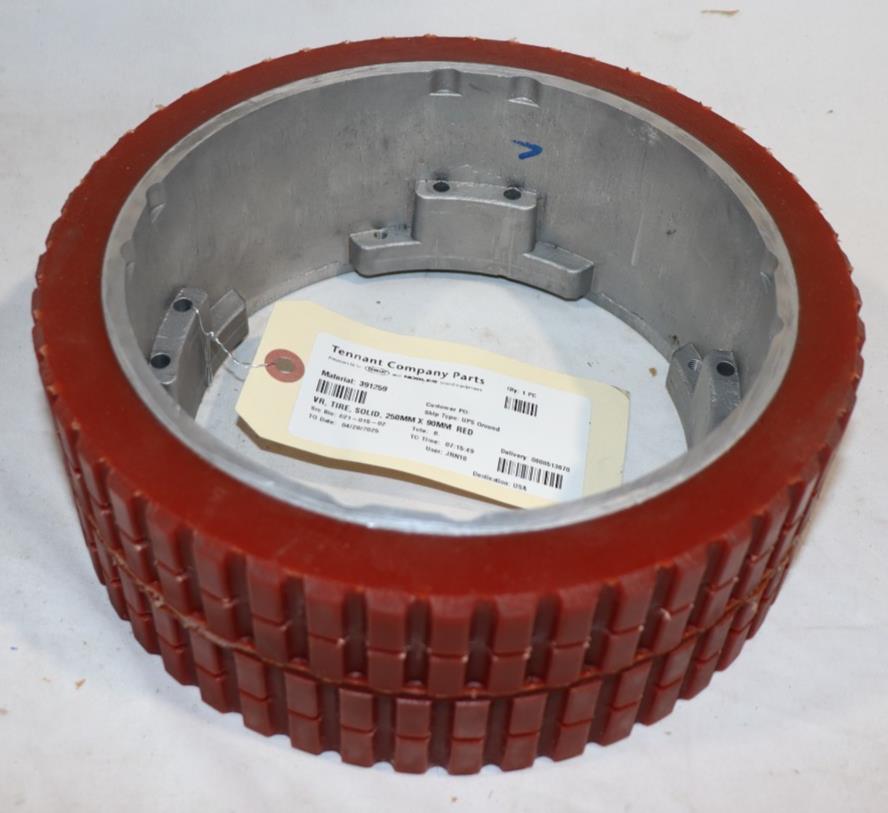 TENNANT DRIVE TIRE - POLY 250MMX90MM RED 391259