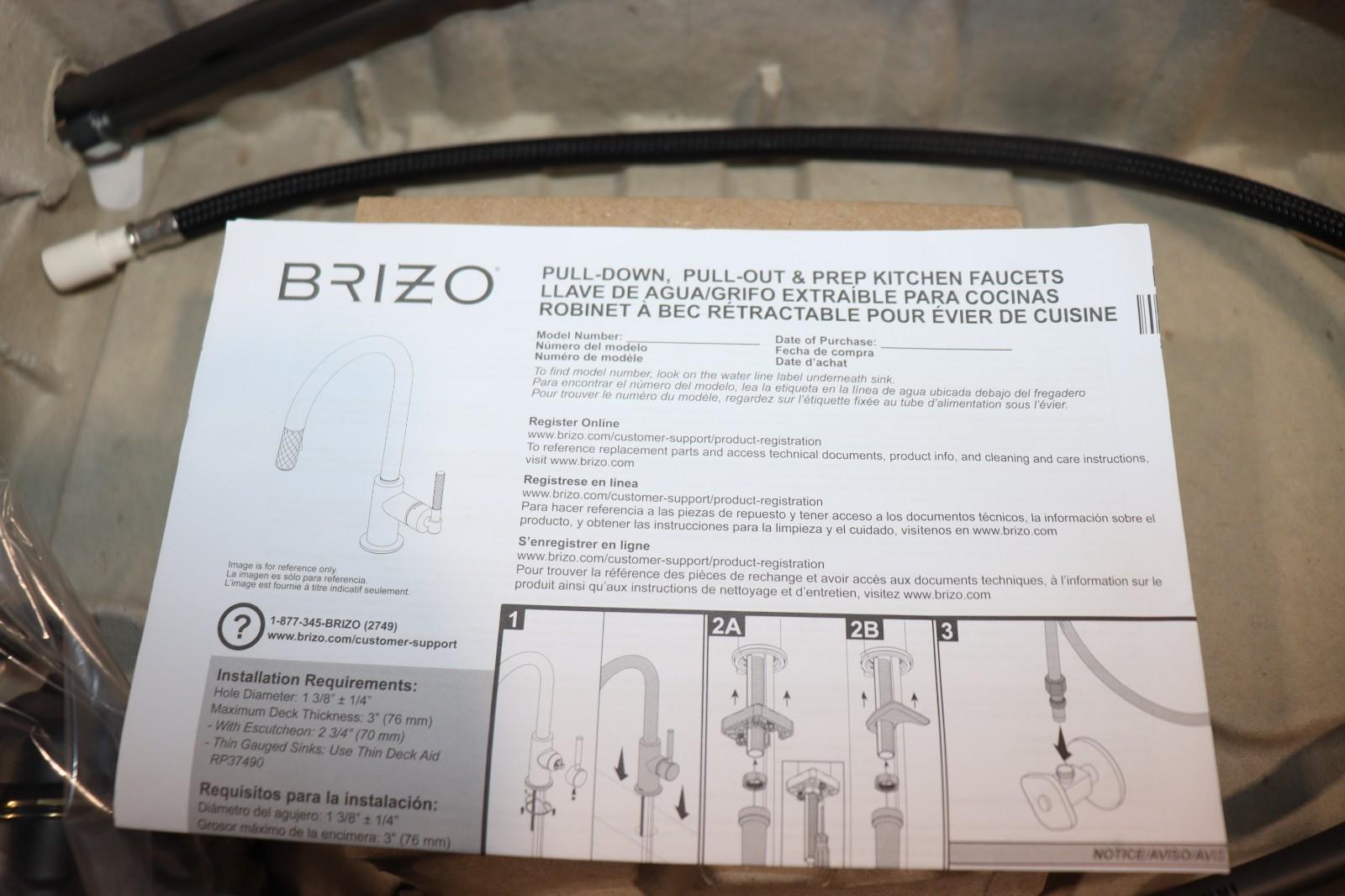 Brizo 63074LF-BL Rook Matte Black 1.8 GPM 1-Hole Pull Down Kitchen Faucet, NoBox