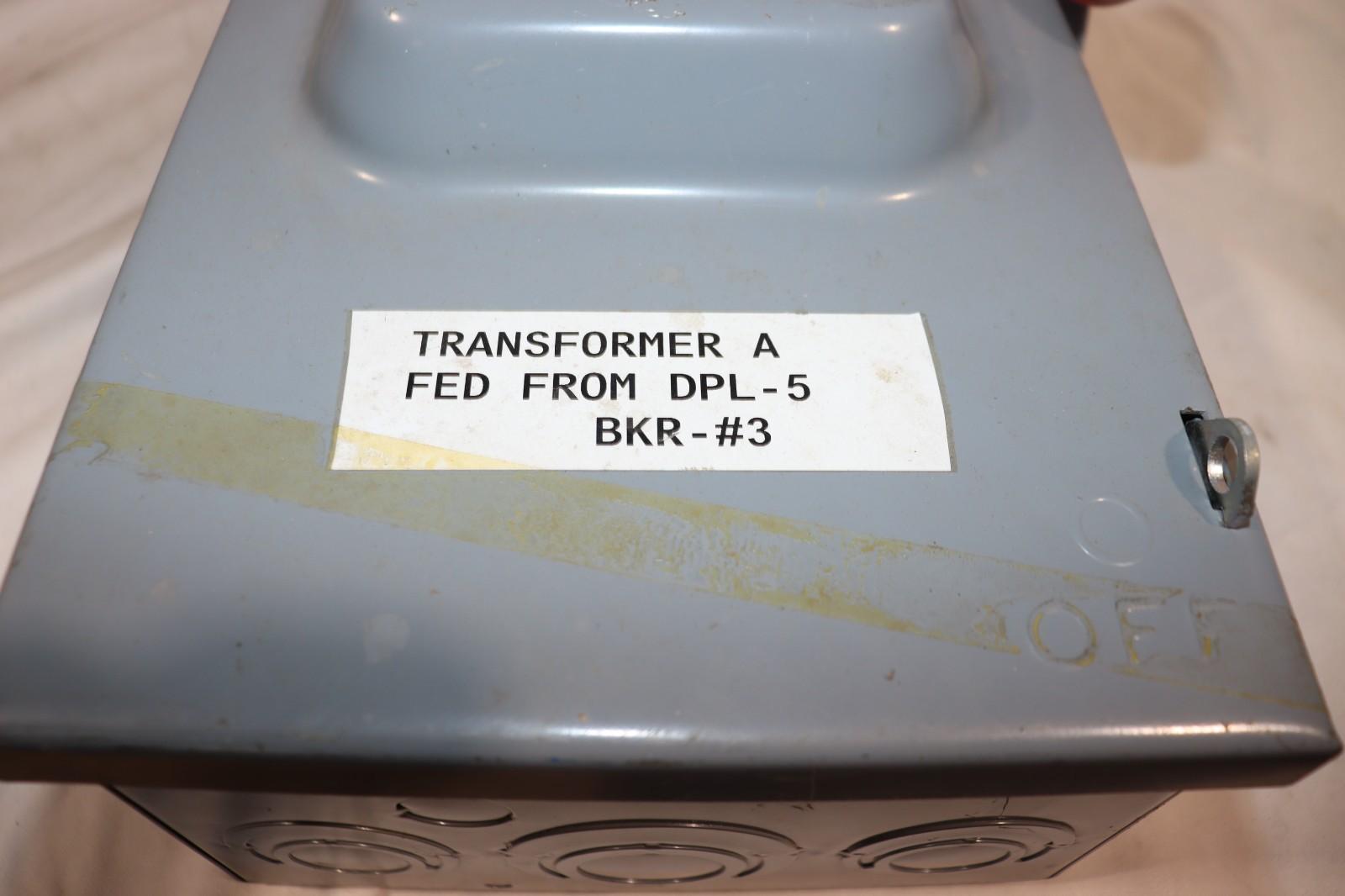 Square D H363 Safety Disconnect Switch 100A 3P 600V Type 1 Indoor 100 Amp Used