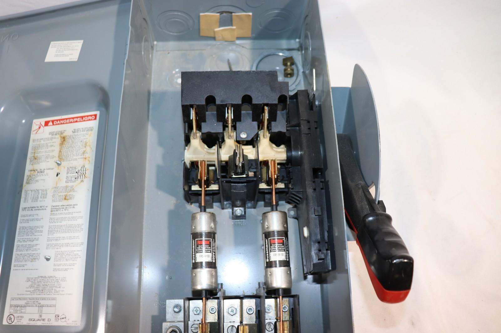 Square D H363 Safety Disconnect Switch 100A 3P 600V Type 1 Indoor 100 Amp Used