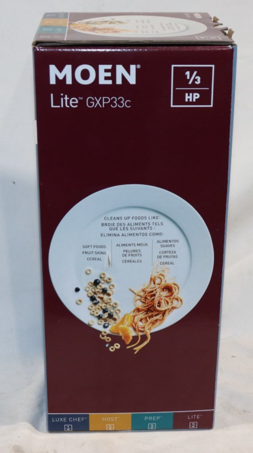 Moen GXP33C Pro 1/3 HP Garbage Disposal Lite Series - BRAND NEW