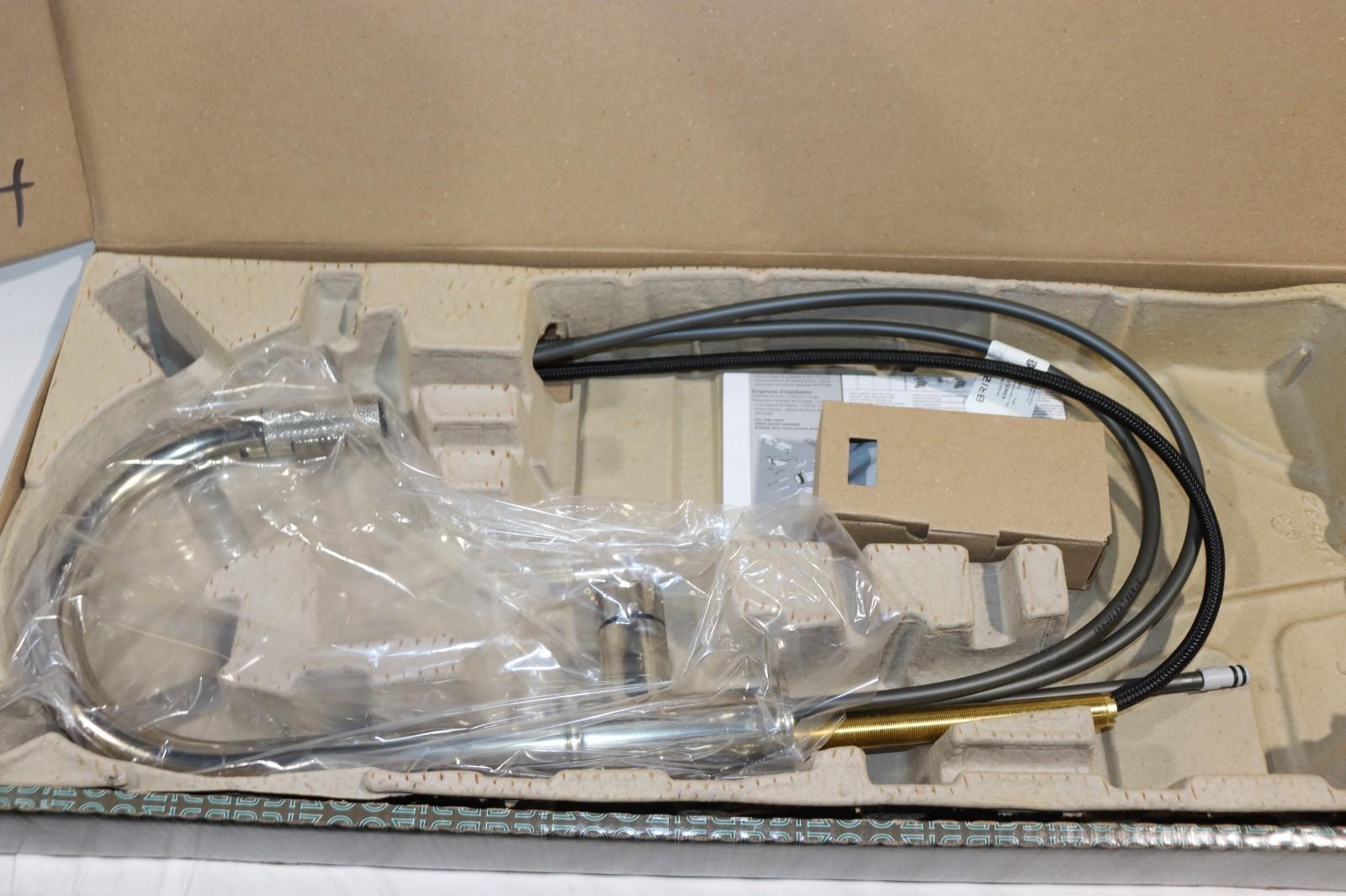 Brizo 63043LF-PN Single Handle Arc Spout Pull Down Kitchen Faucet w/ Knurled Han