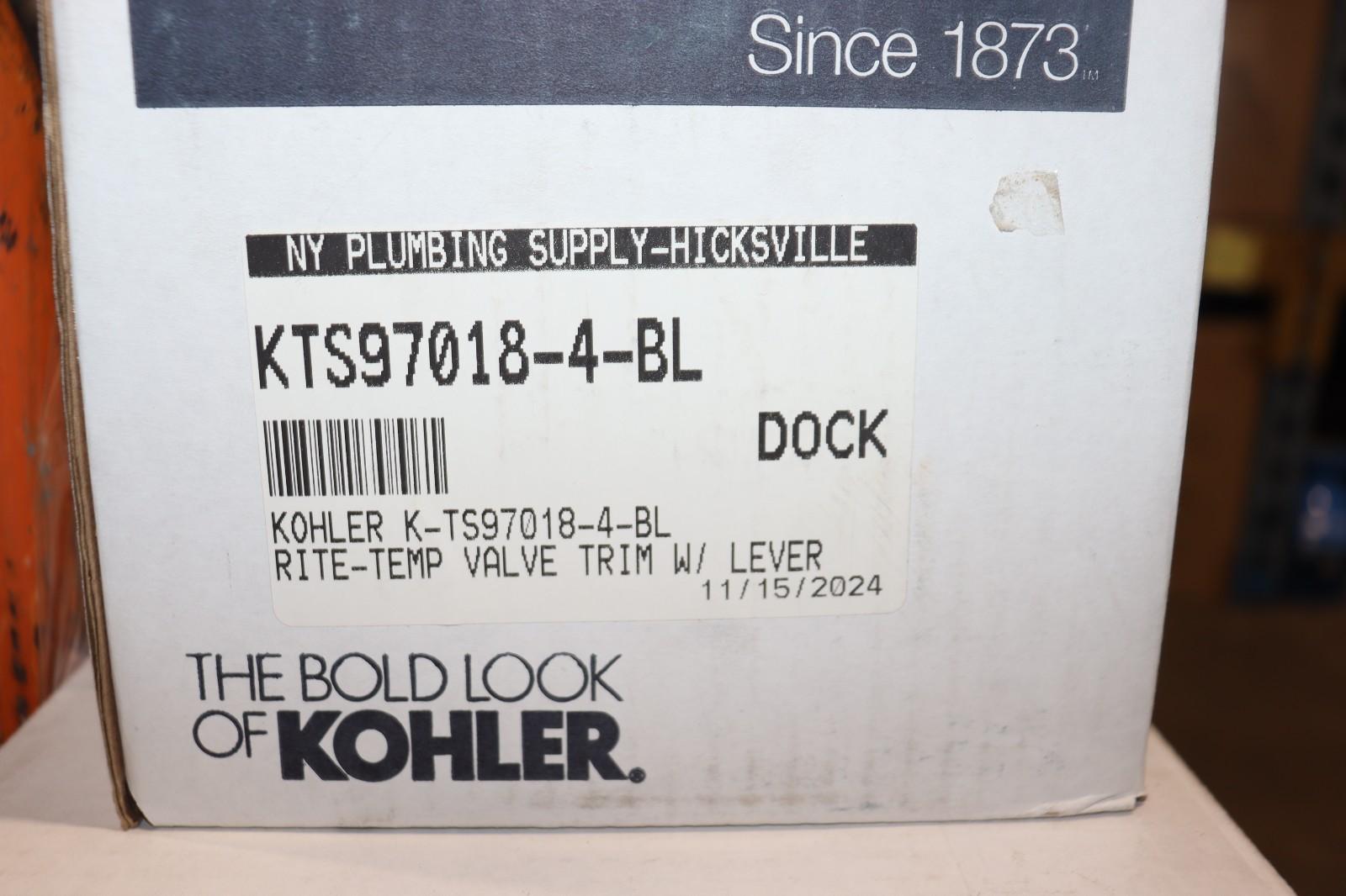 Kohler Avid Rite-Temp Valve Trim w/ Lever Handle K-TS97018-4BL Matte Black