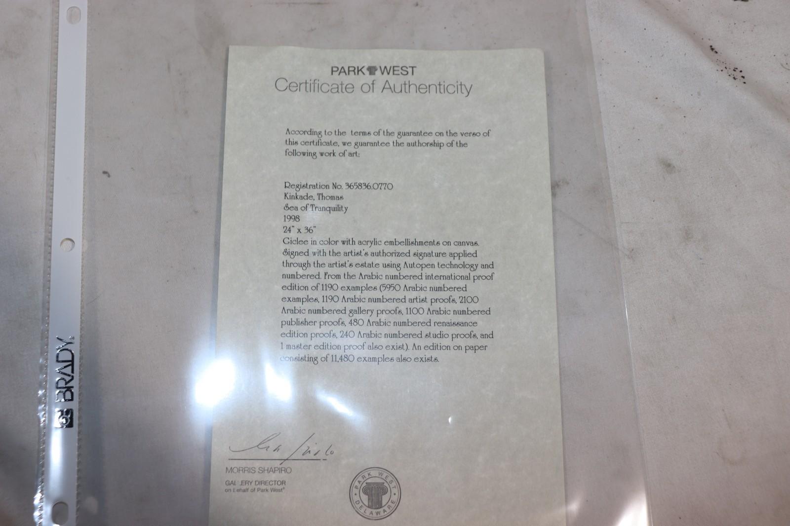 Thomas Kinkade SEA OF TRANQUILITY Canvas Gold Frame 24 x 36 Painting