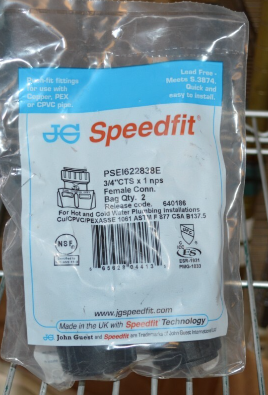 Speedfit 3/4 in. CTS x 1 in. NPS ProLock Push-to-Connect Female Connector 2pk