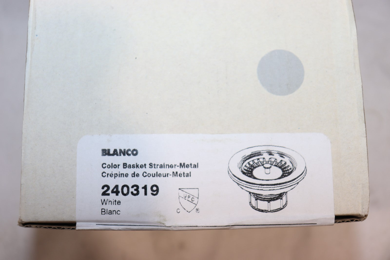 Blanco 3-1/2" Metal Basket Strainer and Sink Flange Model # 240319 White, SEALED