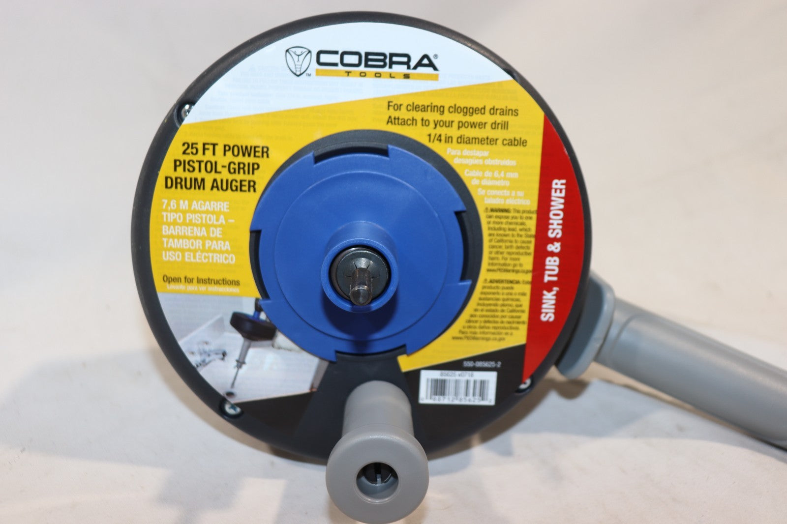 Cobra Products 86250 1/4 In X 25 Ft Pistol Grip Power Drum Drain Auger {G7}