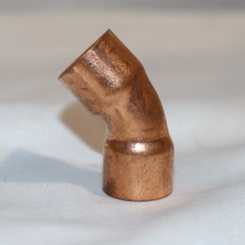 5 Pack - 3/8" ID 0.8mm Thick Elbow Copper Fitting 45 Degree Pure Copper Pipe