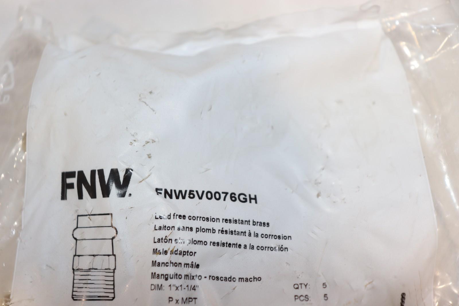 5 PACK - FNW5V0076GH 1" X 1-1/4" Copper Press x MPT Brass Adapter, FNW