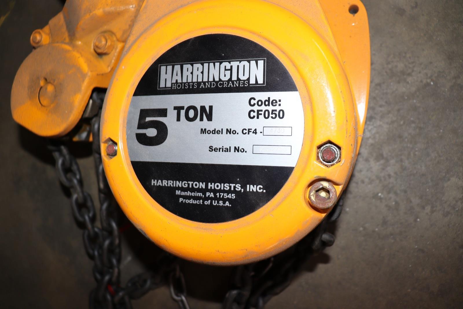 Harrington CF050-10 Manual Chain Hoist, 10,000 Lb., Lift 10 Ft., Great Condition