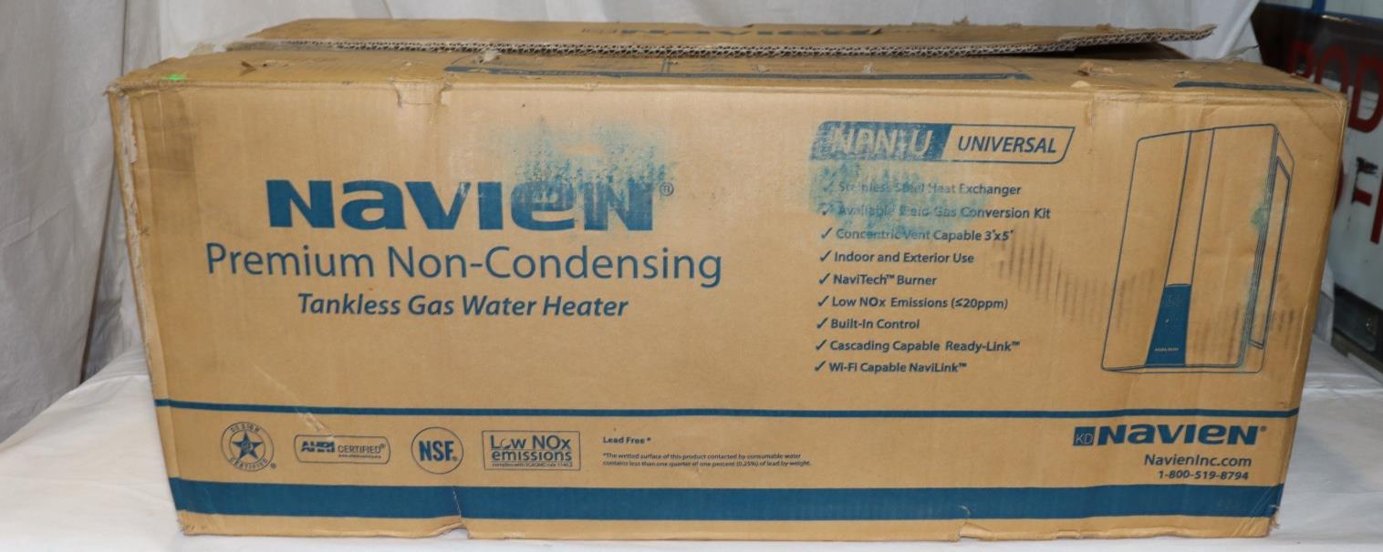 Navien NPN-160U Tankless Gas Water Heater Wi-Fi Indoor/Outdoor Brown Blue