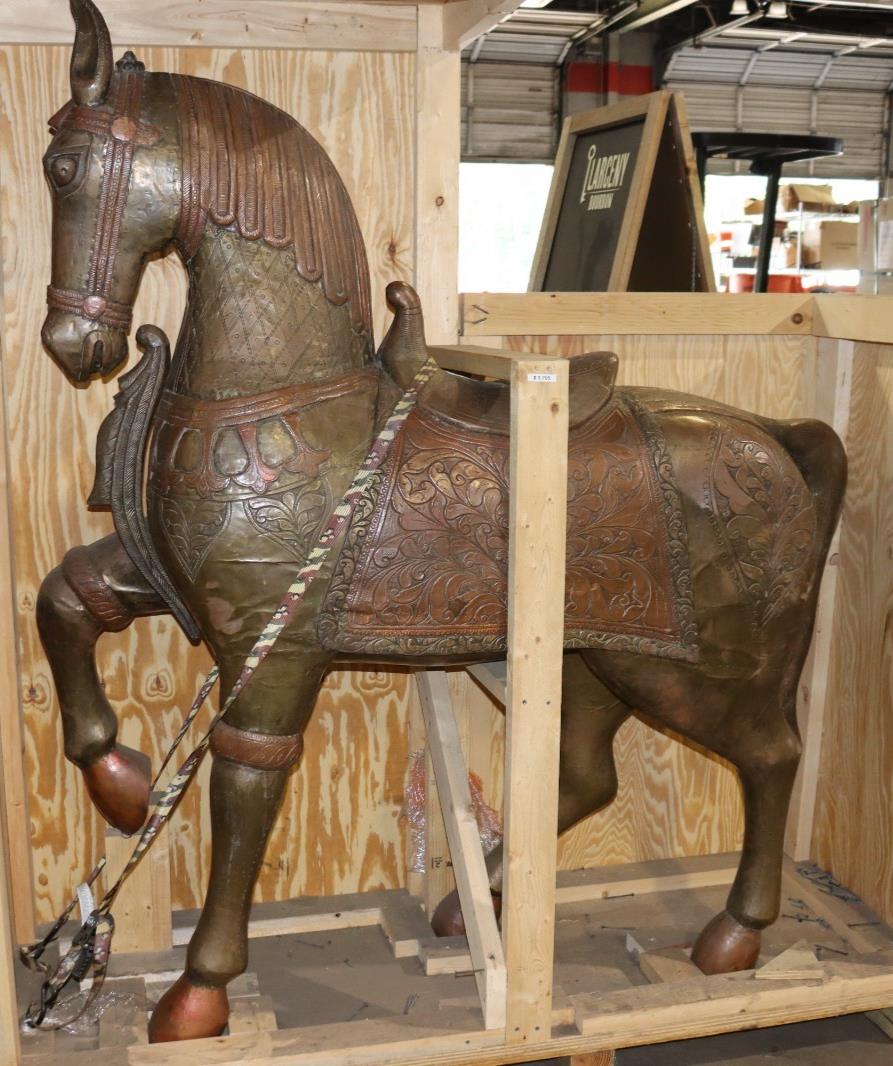 Life Size Bronze Sheeted Ornant Horse, Beautiful, Film Decor