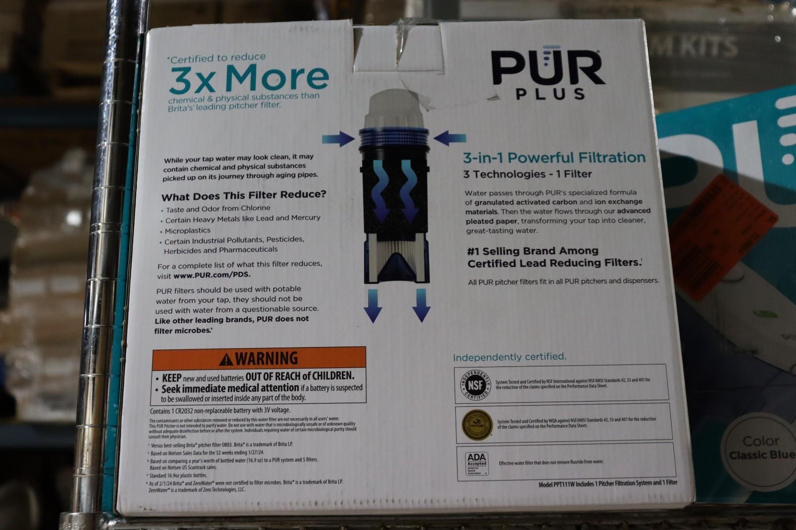 PUR Plus 11-Cup Water Filtration Pitcher LED Light Filters Lead, NOB