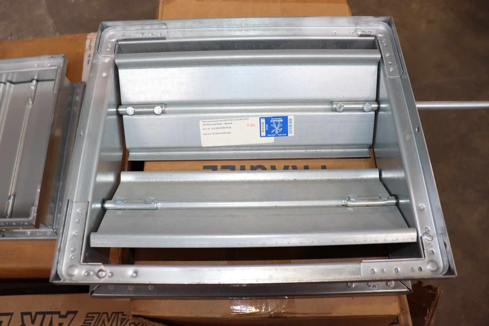16" x 14" Galvanized Opposed Balancing Damper, Actuated, New