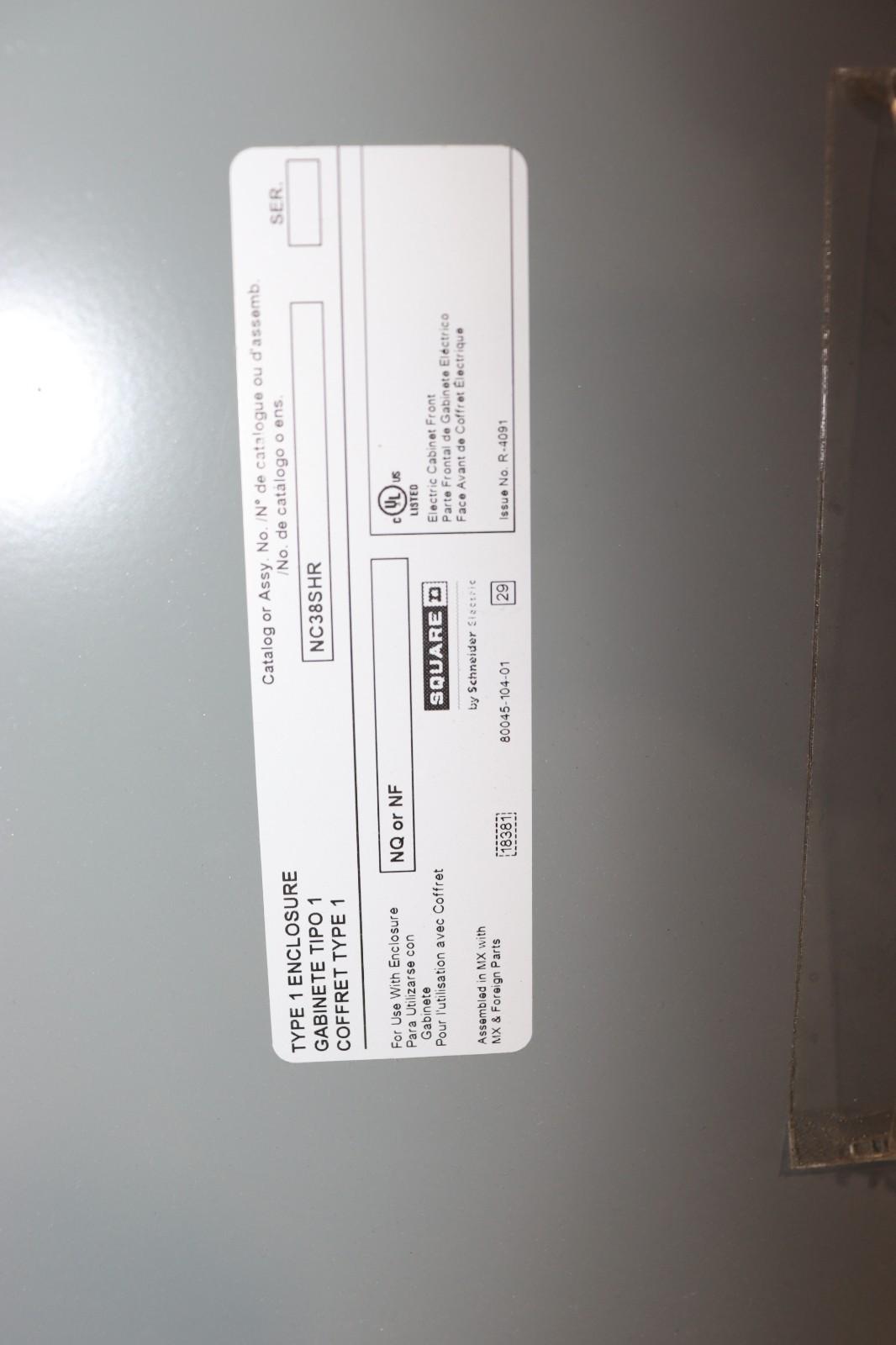 Square D NF or NQ Panel Box NC38SHR 250A 3PH 30 Space 480Y/277Y