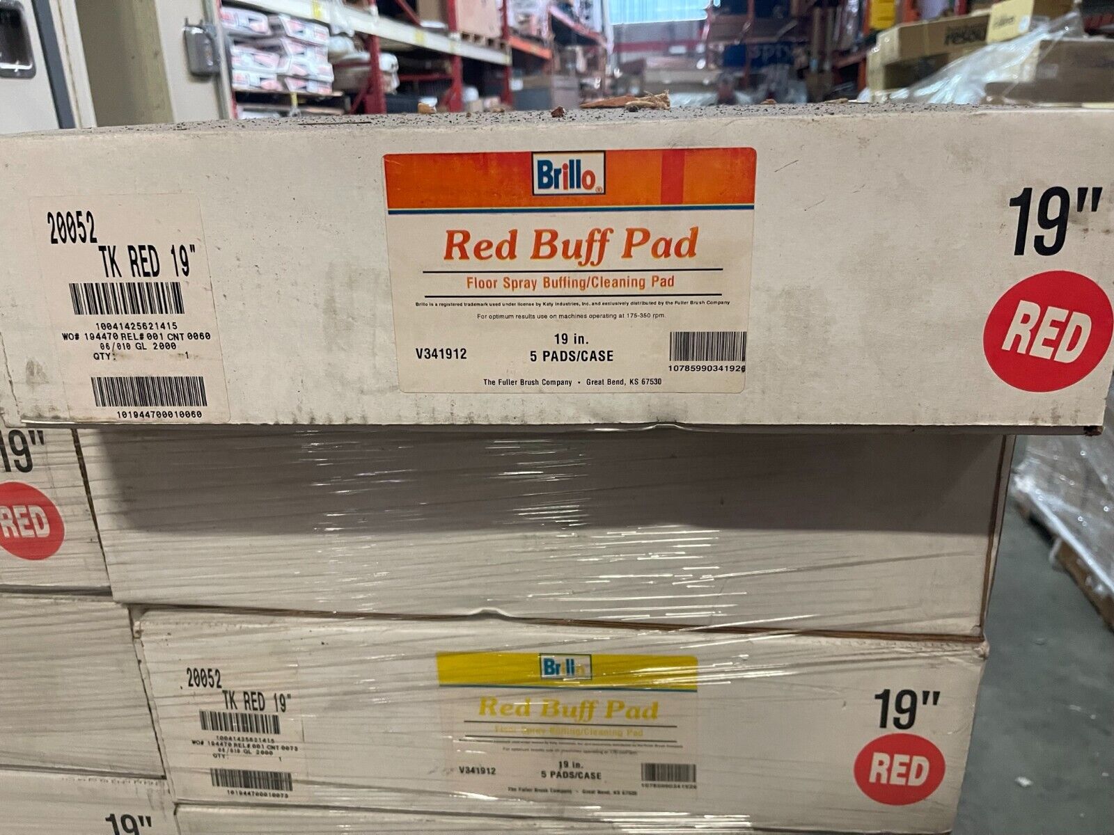 19" Red Floor Spray Buffing/Cleaning Pad - 5 PACK - Northside Material Brokers