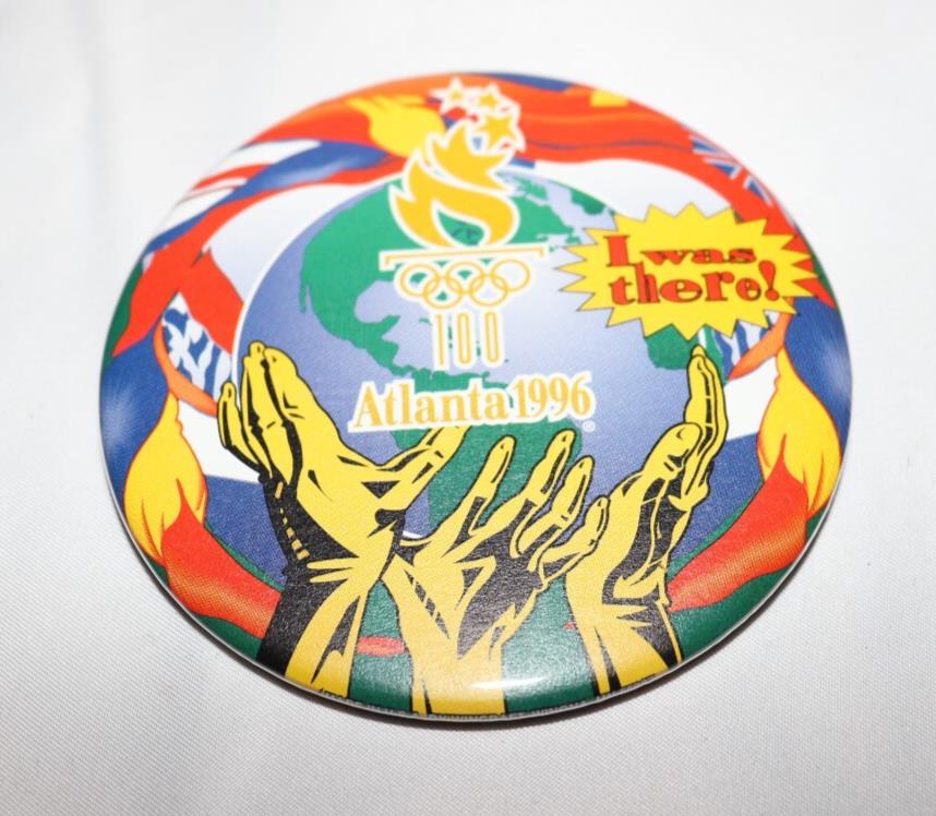 1996 Atlanta Olympics Pin Hands Torch "I Was There" Vintage, NEW - Northside Material Brokers