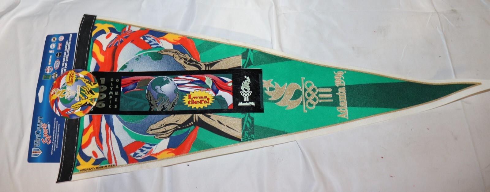 1996 Atlanta Summer Olympics Pennant Bumper Sticker, Pin Button, New - Northside Material Brokers