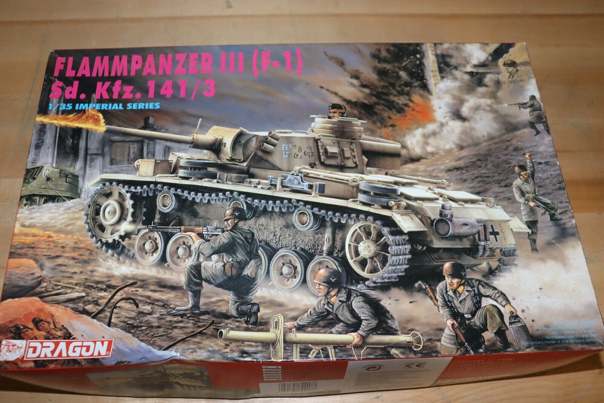 1996 Dragon 9017 Flammpanzer III (F-1) Sd Kfz 141/3 Tank 1/35 Scale Model - Northside Material Brokers
