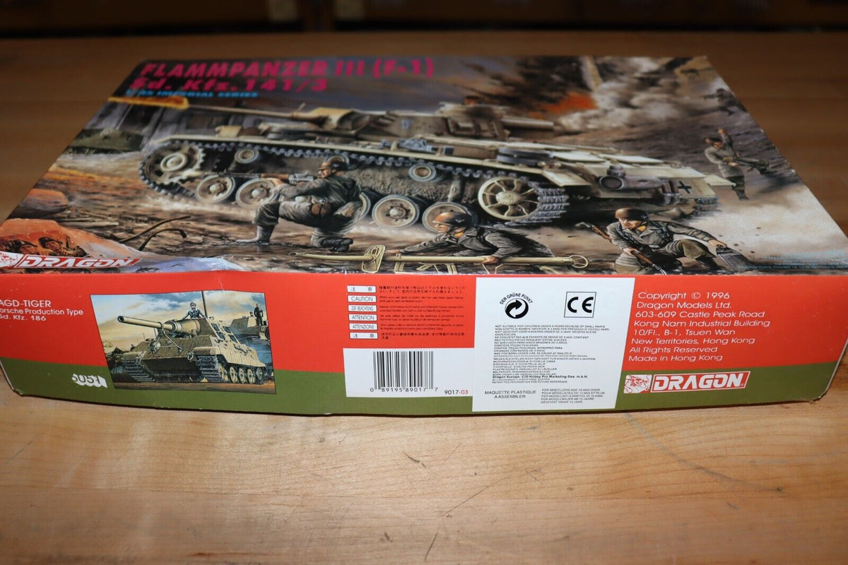 1996 Dragon 9017 Flammpanzer III (F-1) Sd Kfz 141/3 Tank 1/35 Scale Model - Northside Material Brokers