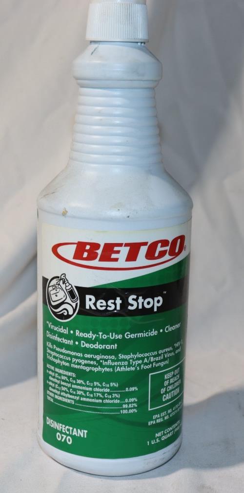 2 Pack - Betco Rest Stop Germicide Virucide Disinfectant, 1 Quart, Ready-to-Use - Northside Material Brokers