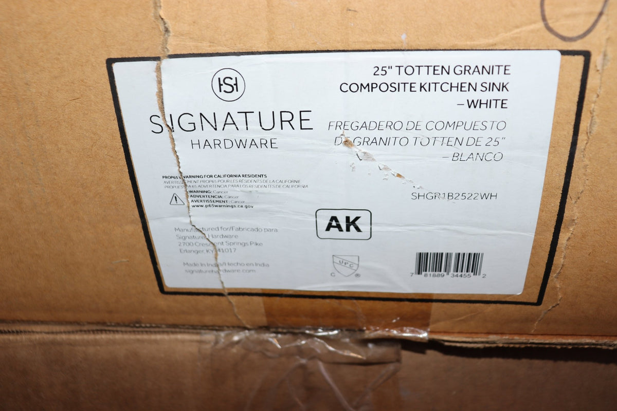 25" Totten Composite Dual-Mount Kitchen Sink, SHGR1B2522WH, White - Northside Material Brokers