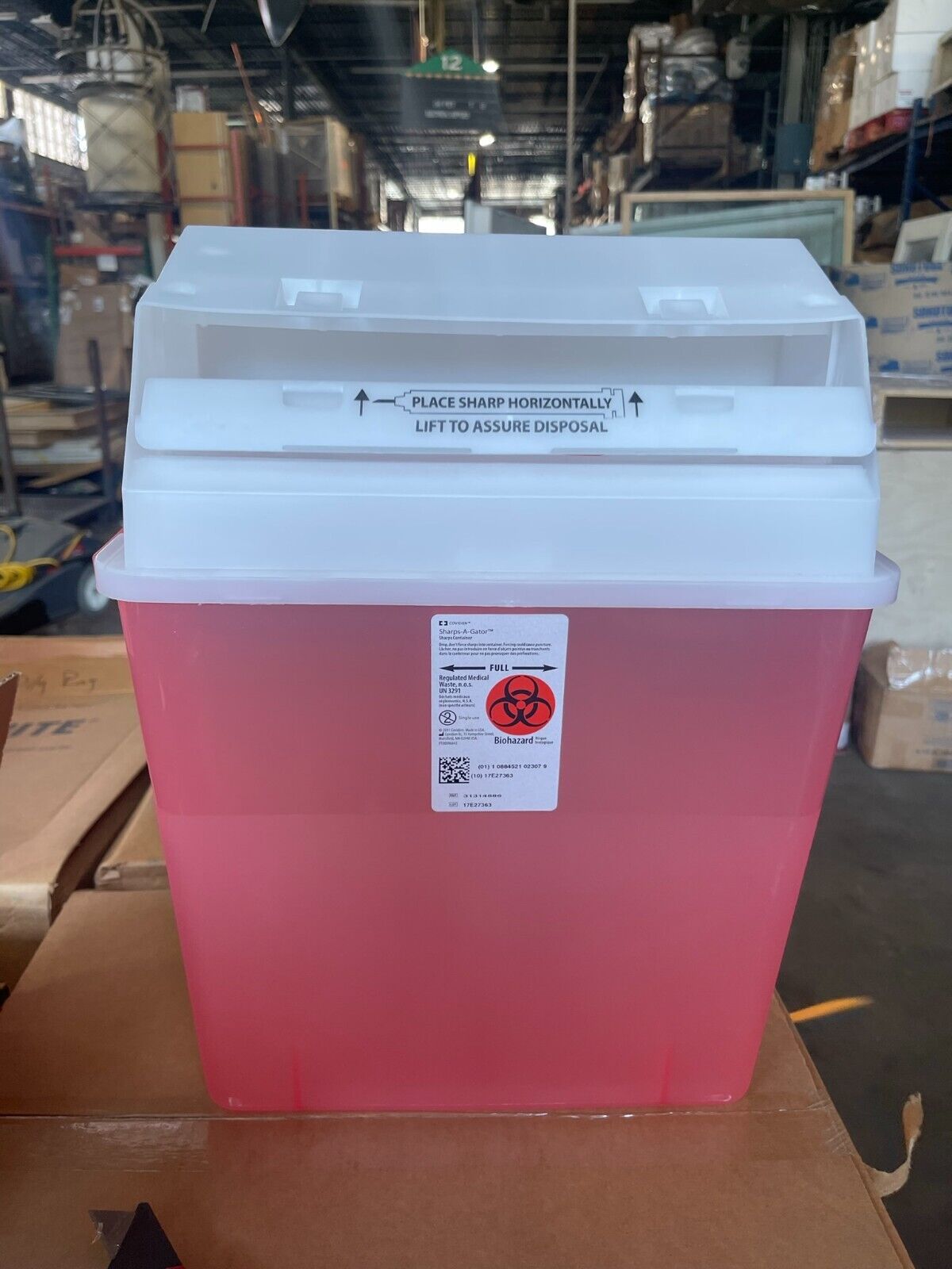 3 PACK - COVIDIEN Sharps Gatorguard Container: 3 gal Capacity, Red, Auto Drop - Northside Material Brokers