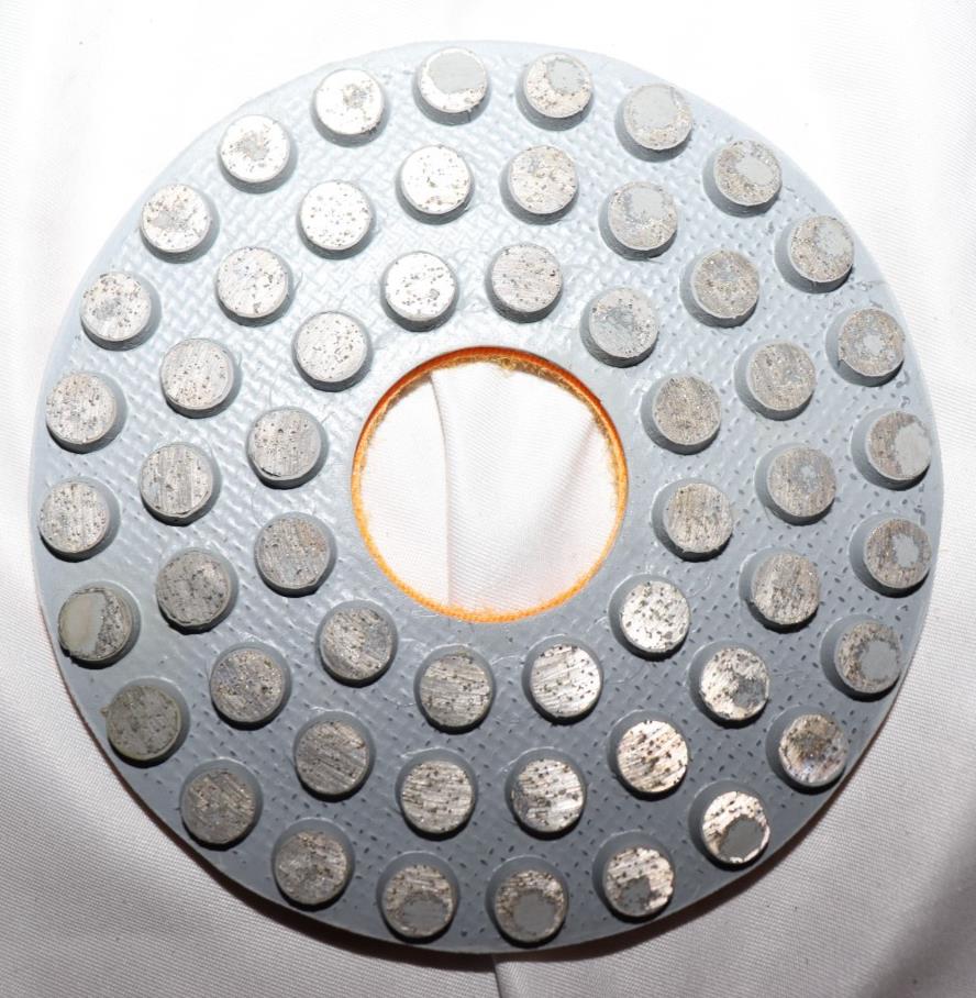 4 Inch Concrete Metal Dot Pad, 60 Grit, Orange, DDT MDF4-60 C60S - Northside Material Brokers