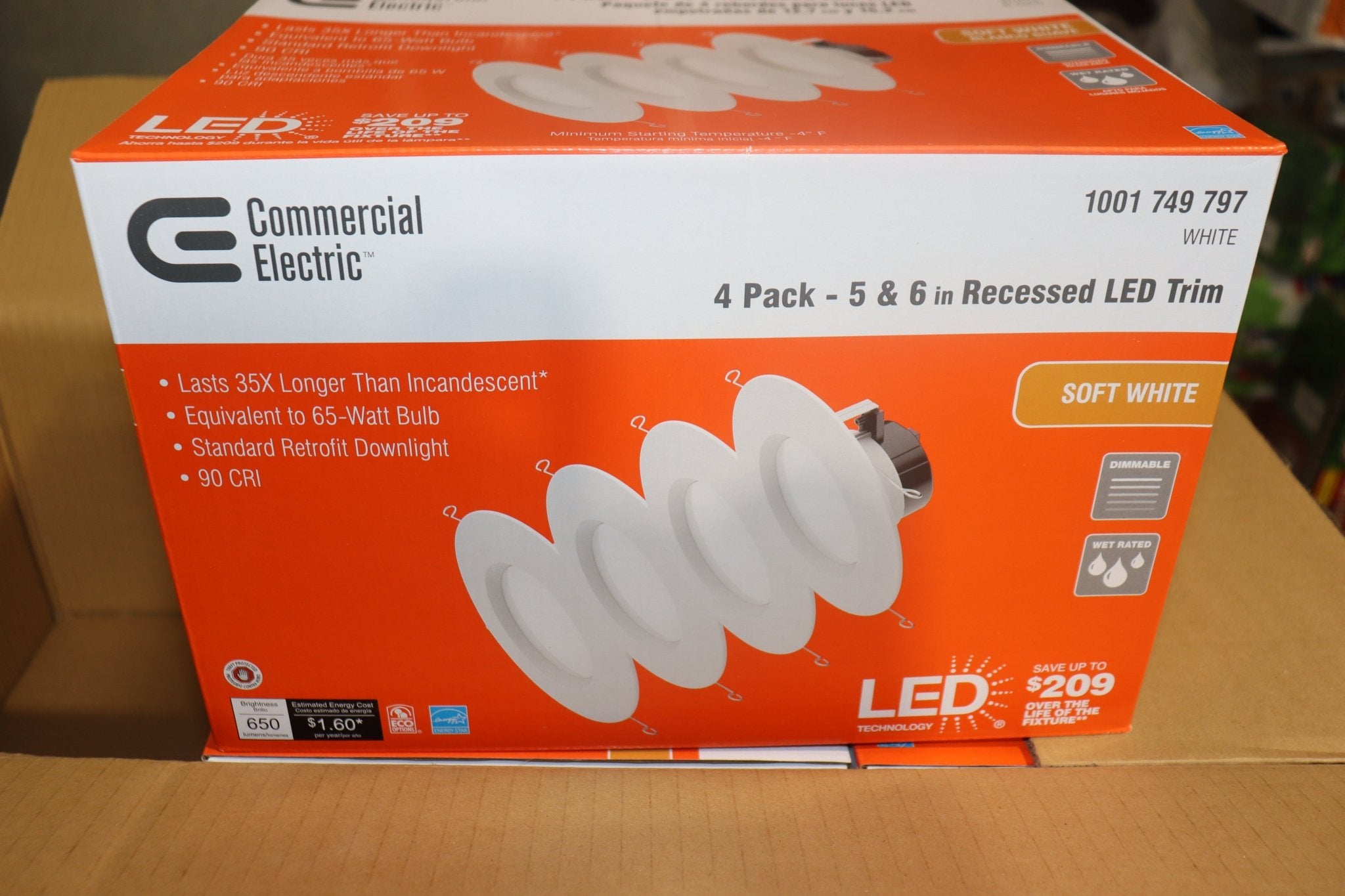 4 Pack - Commercial Electric 5 in. and 6 in. White Recessed LED Light, Retrofit, Soft White - Northside Material Brokers