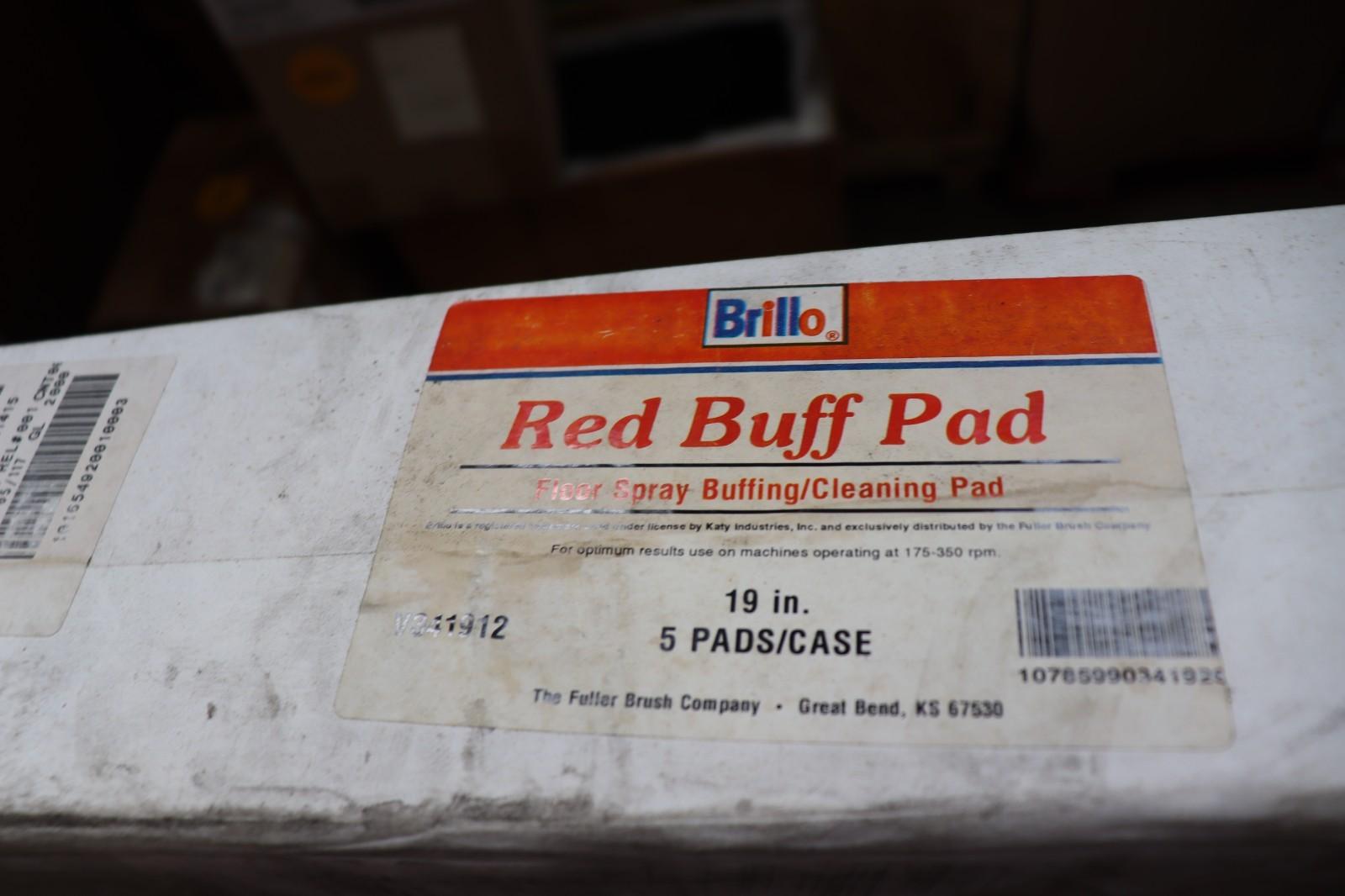 5 Pack - Brillo Red Buff 19 Inch Floor Maintenance Pads, V341912, NOS - Northside Material Brokers