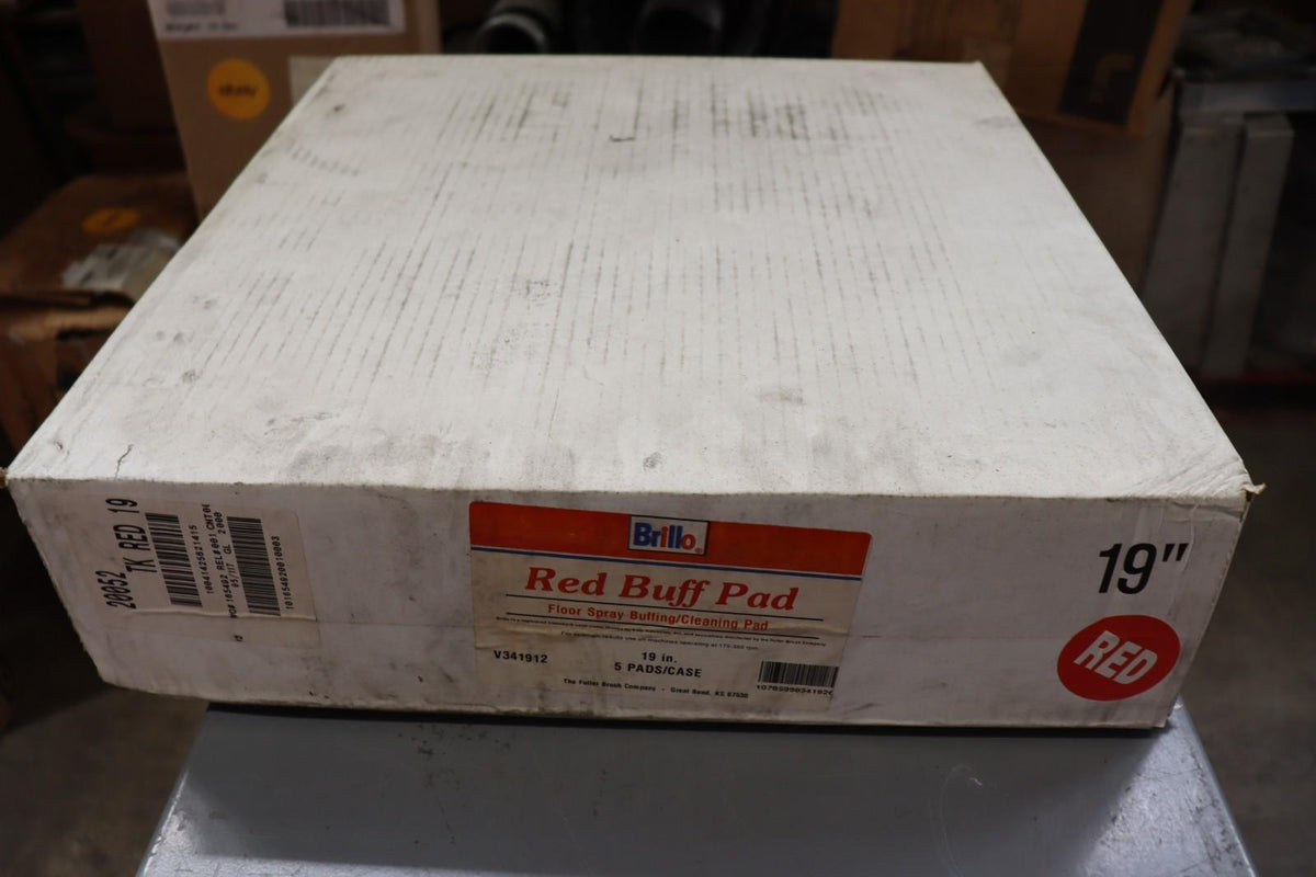 5 Pack - Brillo Red Buff 19 Inch Floor Maintenance Pads, V341912, NOS - Northside Material Brokers