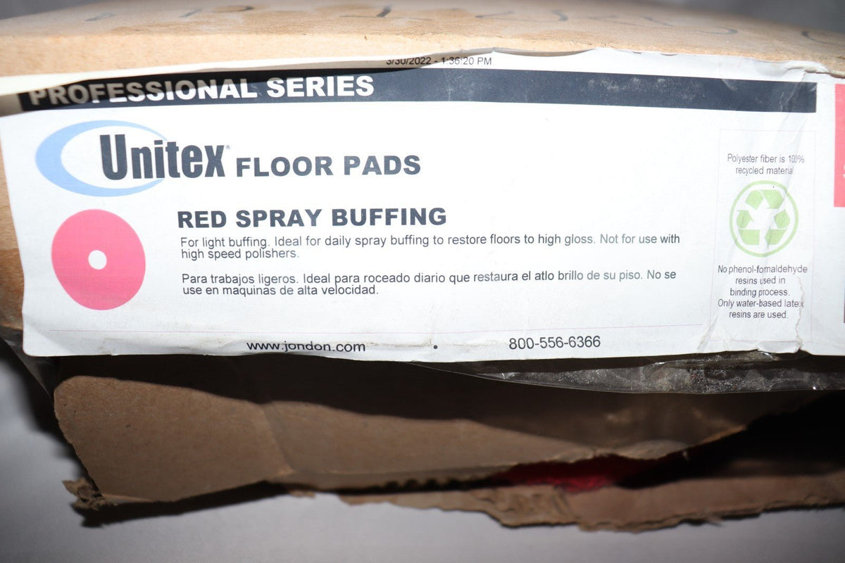 5 Pack Unitex FP-13RD-CS 13" Floor Pads Spray Buffing Red 3" Center Hole - Northside Material Brokers
