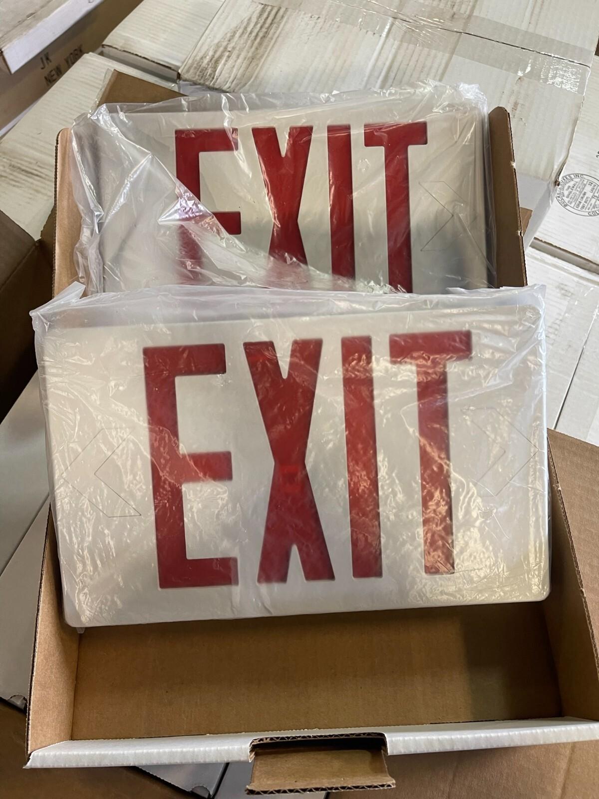 6 Pack - Navilite NXPB3RWH Exit Light, 120/277 Volt, LED, Universal Mount, NIB - Northside Material Brokers
