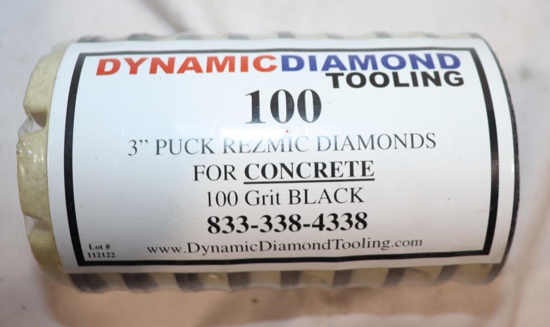 9 Pack - 3 Inch Fusion 100 Grit Puck for Dry, Rezmic Diamond, Black - Northside Material Brokers
