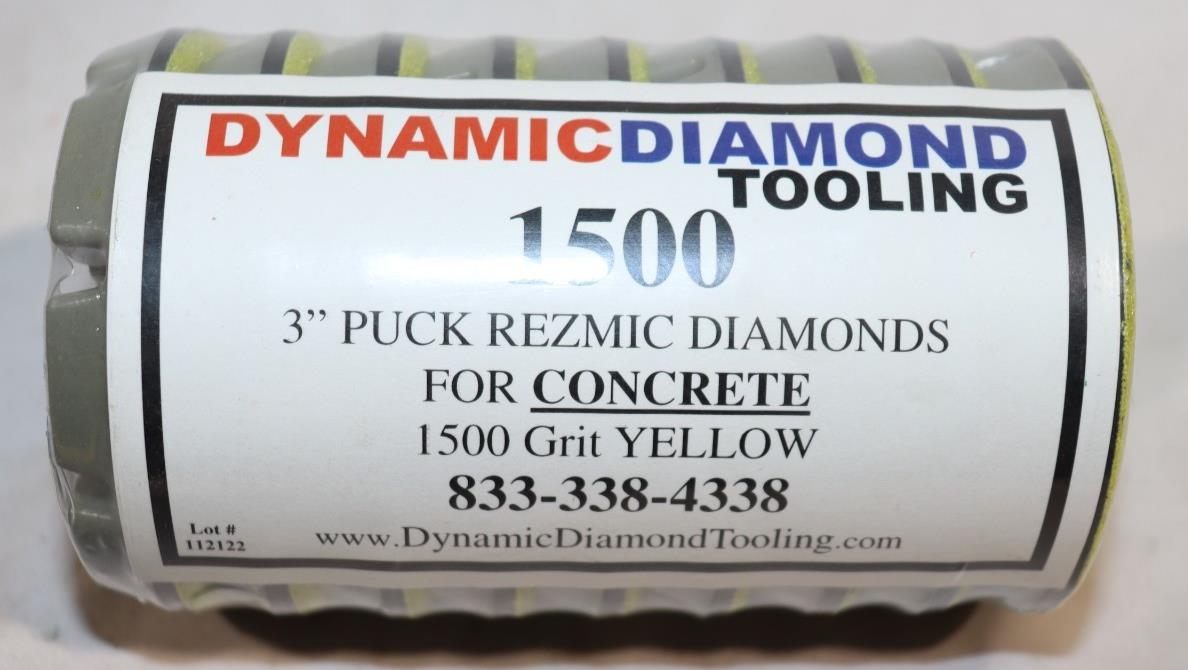 9 Pack - 3 Inch Fusion 1500 Grit Puck for Dry, Rezmic Diamond, Yellow - Northside Material Brokers