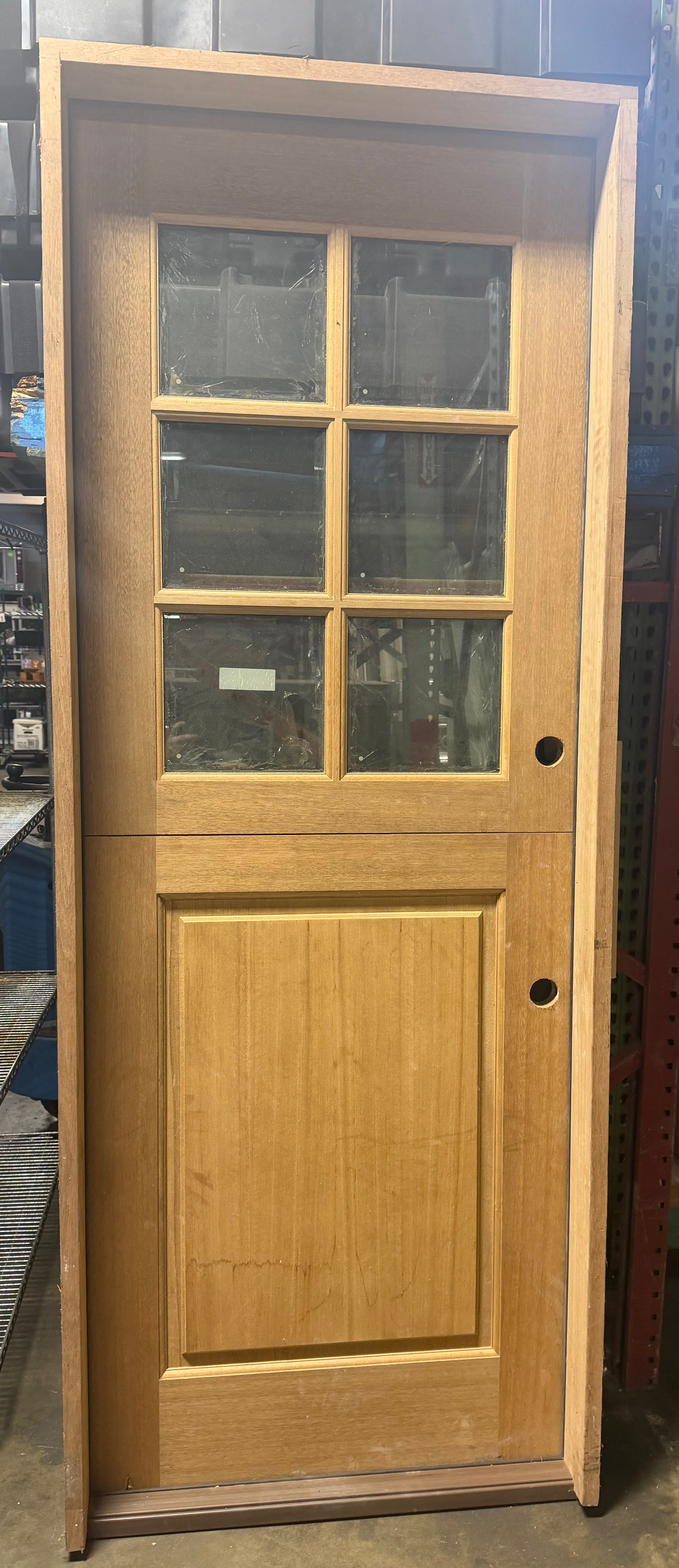 Dutch Door Mahogany 6-Lite Beveled Glass, Outswing, w/ Frame, 36" Wide x 96" Tall, 6-9/16" Jamb