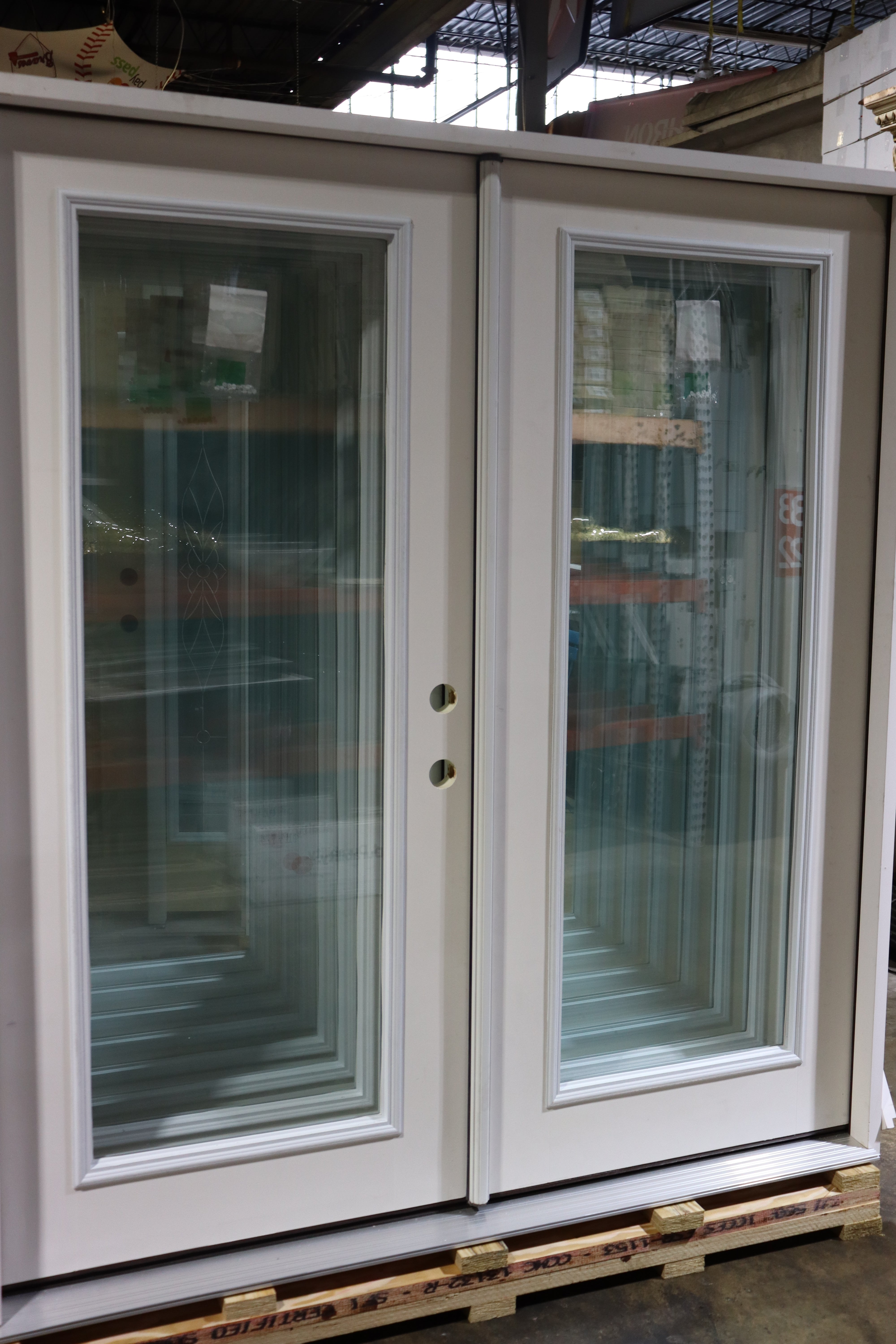 Exterior Double Patio Door with Frame Retro Fit 60 Inch Full View Glass