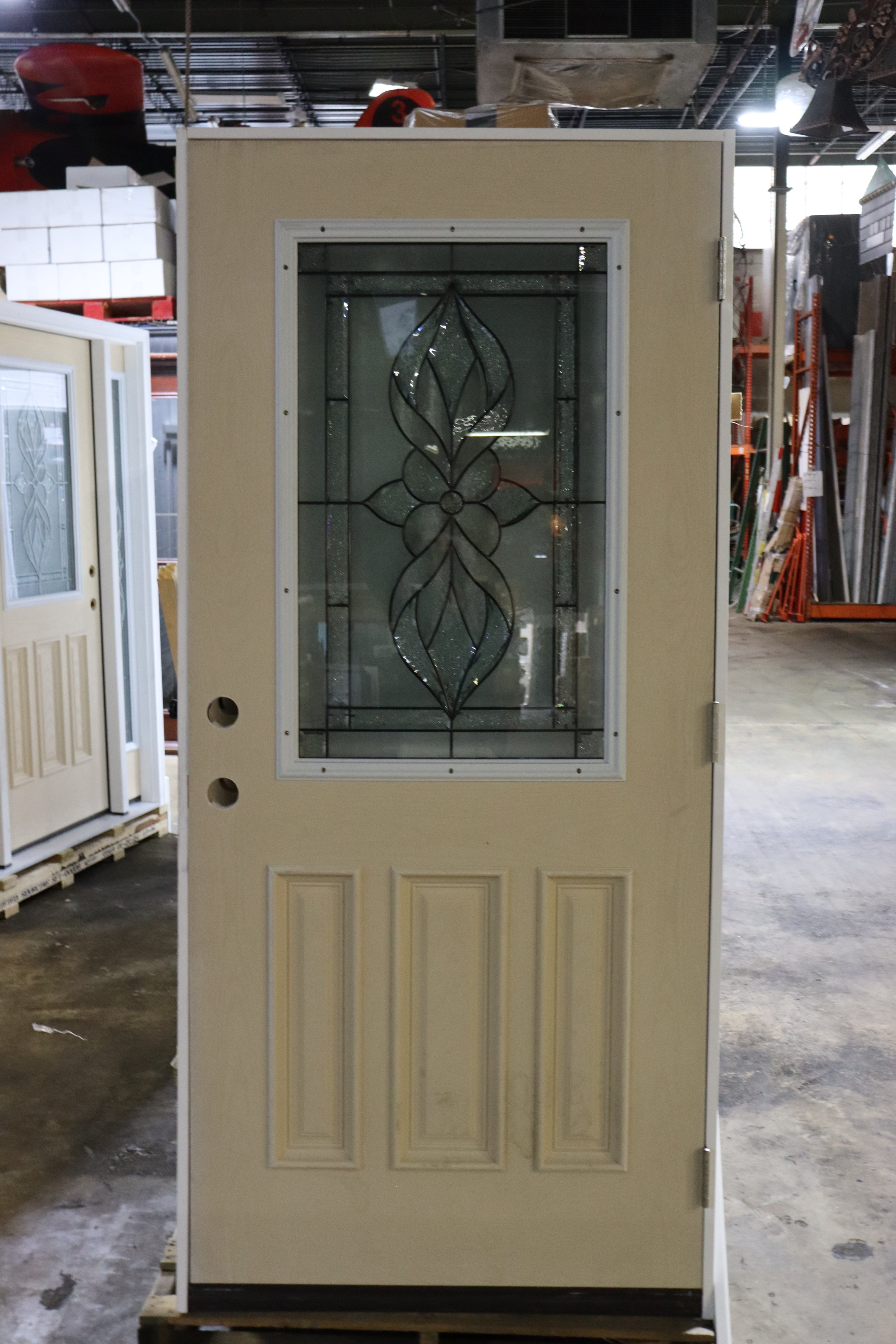 Exterior Door Front Entry 36 Inch with Frame Decorative Half View Glass Fiberglass