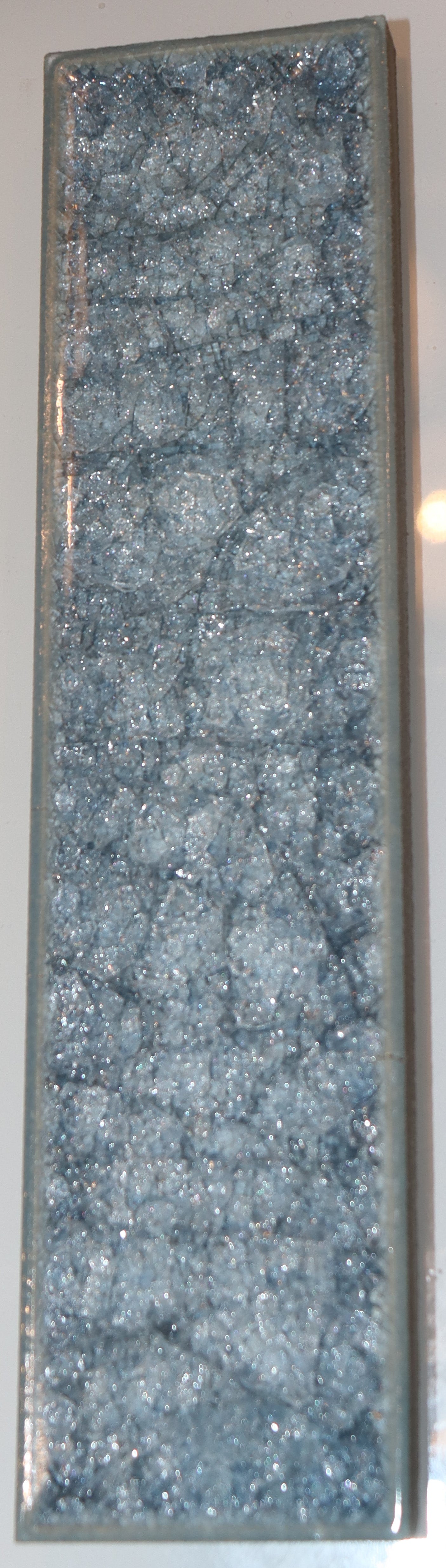 Blue 2-in x 8-in Polished Crackled Glass Patterned Wall Tile, 5.55 sq. ft. / box